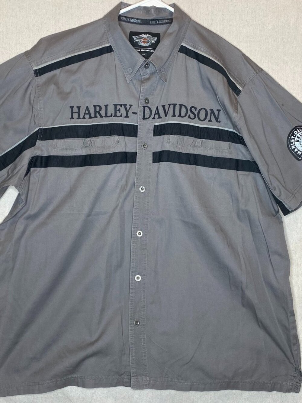Harley Workshop Shirt 2XL Gray Button-Up Mens Genuine Motor Bike Garage XXL